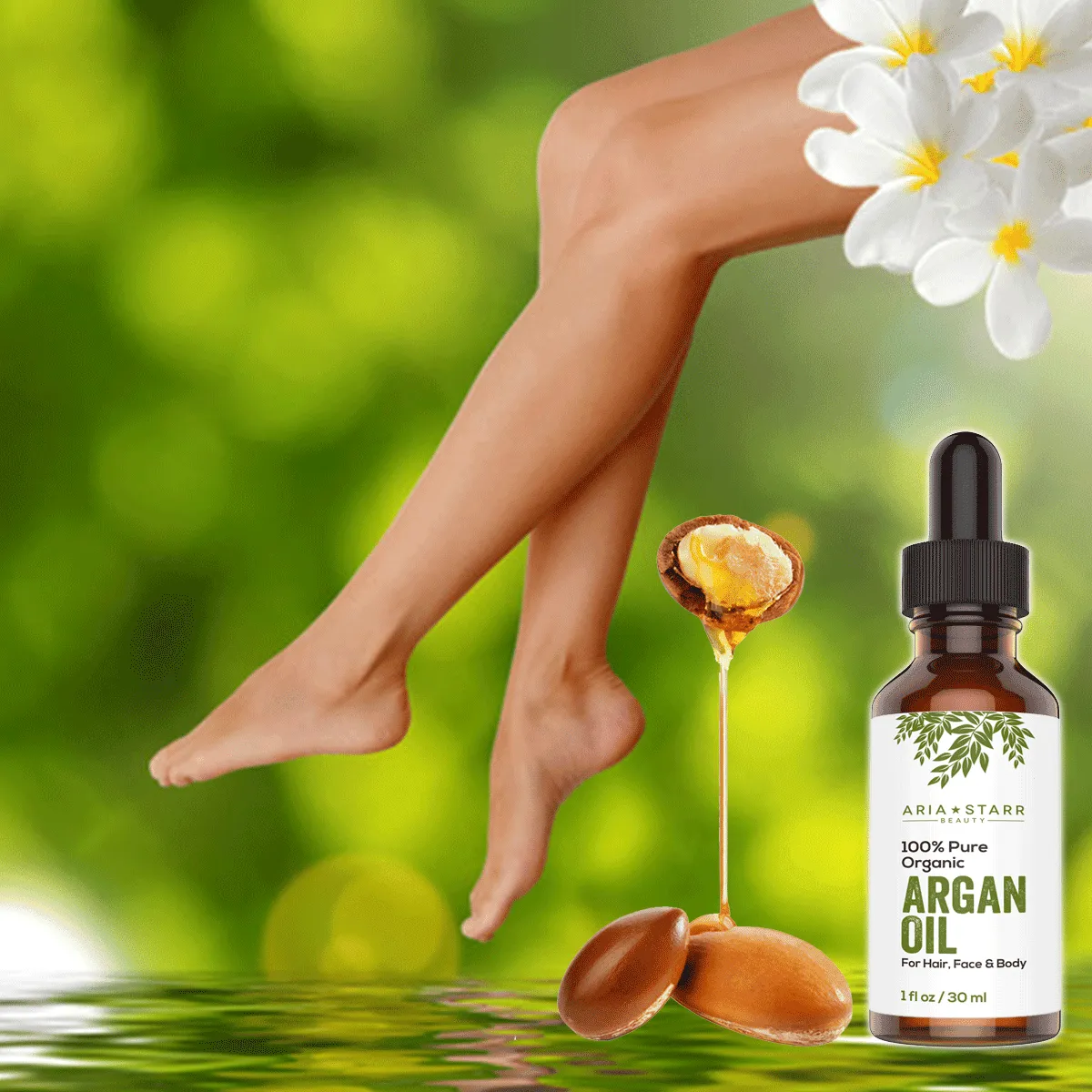 Aria Starr ORGANIC Argan Oil For Hair, Skin, Face, Nails, Beard & Cuticles - Best 100% Pure Moroccan Anti Aging, Anti Wrinkle Beauty Secret, Certified Cold Pressed Moisturizer