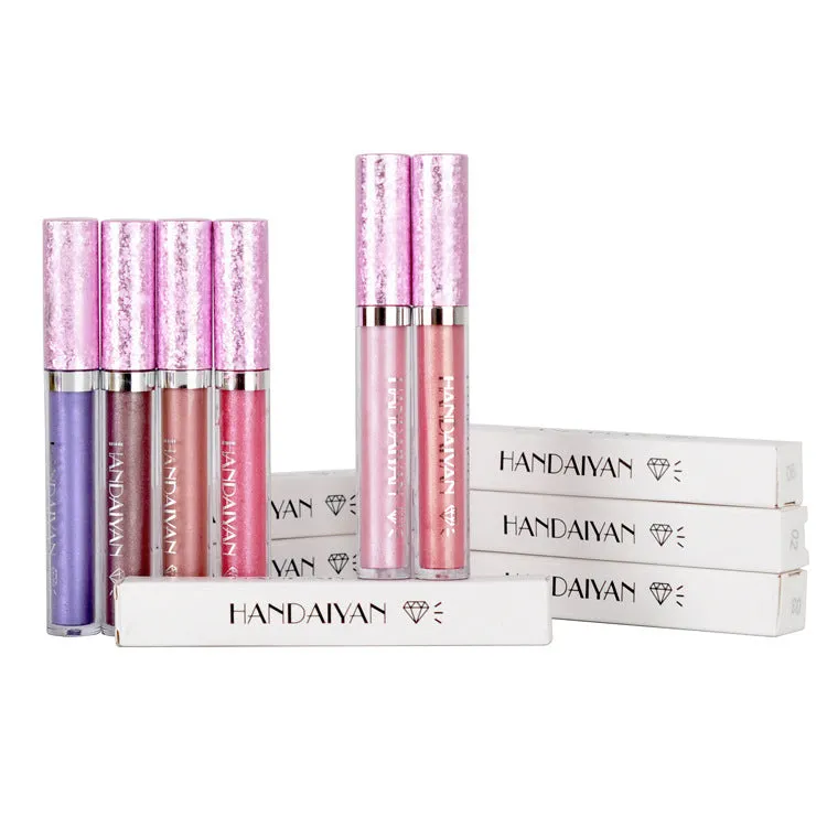 HANDAIYAN cross-border diamond pearlescent lip glaze non-stick cup Mermaid Ji lip gloss lipstick diamond glitter lip gloss