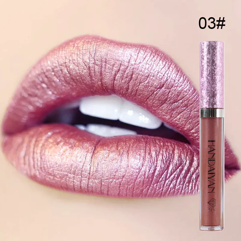 HANDAIYAN cross-border diamond pearlescent lip glaze non-stick cup Mermaid Ji lip gloss lipstick diamond glitter lip gloss