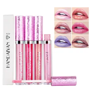 HANDAIYAN cross-border diamond pearlescent lip glaze non-stick cup Mermaid Ji lip gloss lipstick diamond glitter lip gloss