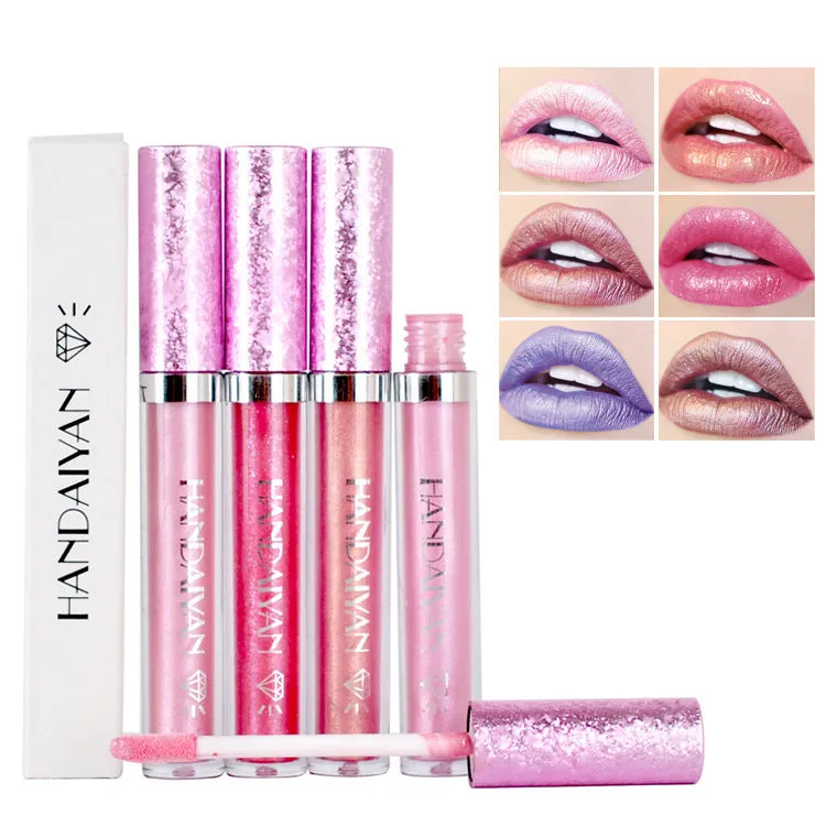 HANDAIYAN cross-border diamond pearlescent lip glaze non-stick cup Mermaid Ji lip gloss lipstick diamond glitter lip gloss