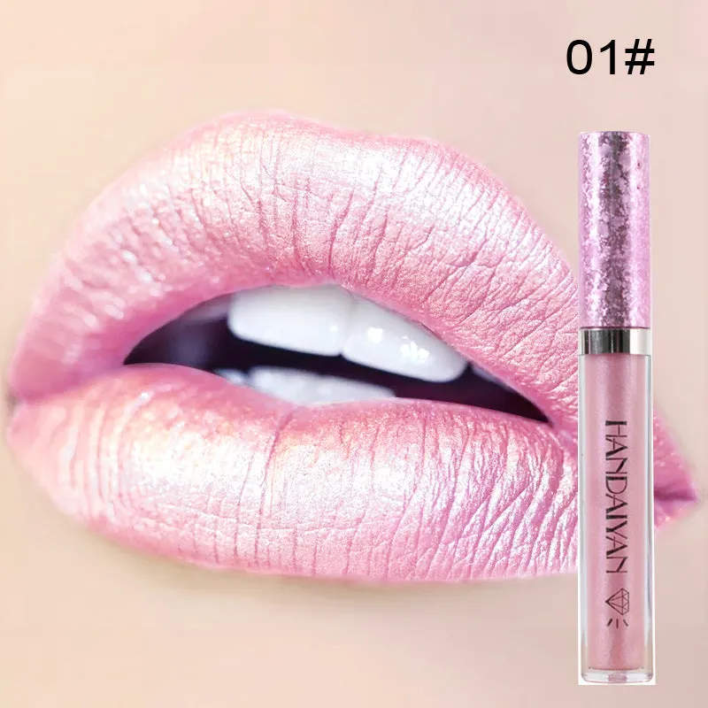 HANDAIYAN cross-border diamond pearlescent lip glaze non-stick cup Mermaid Ji lip gloss lipstick diamond glitter lip gloss