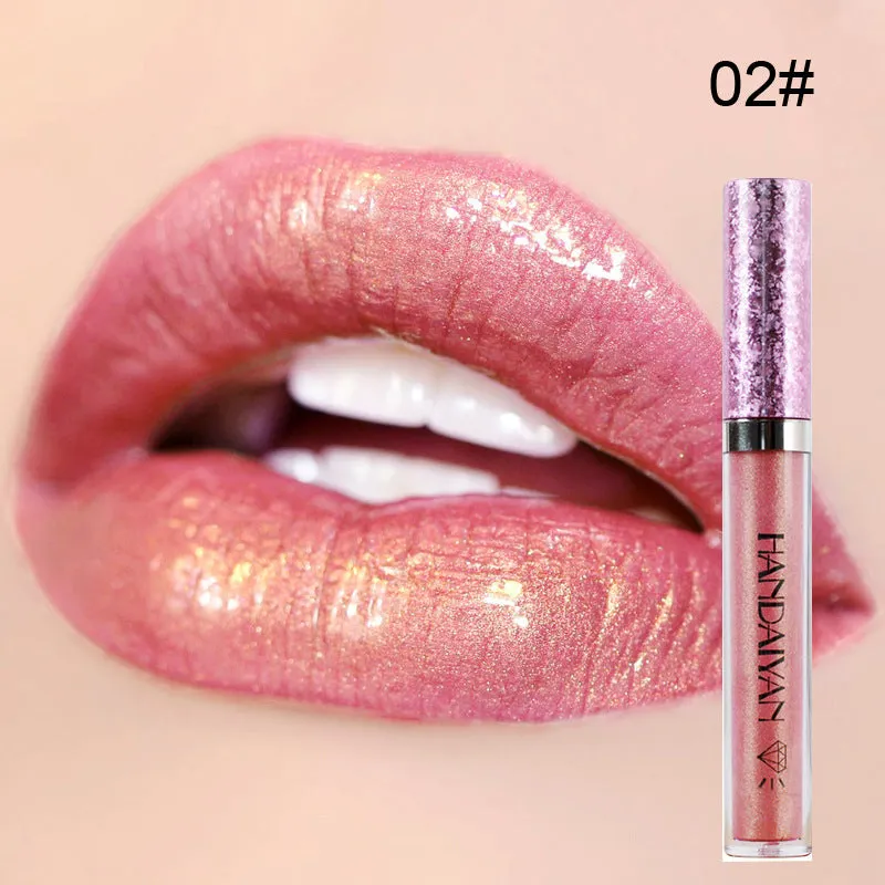 HANDAIYAN cross-border diamond pearlescent lip glaze non-stick cup Mermaid Ji lip gloss lipstick diamond glitter lip gloss