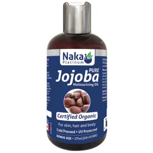 Naka Platinum Pure Jojoba Moisturizing Oil, 100% Organic, Cold-Pressed for Skin, Hair and Nails, 270ml